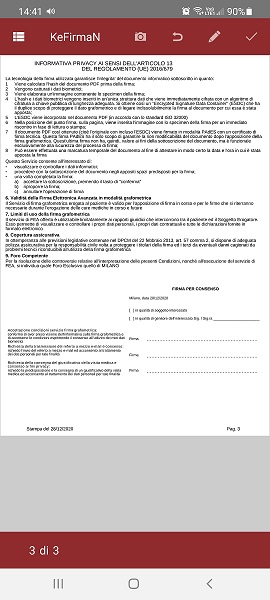 Documento in firma all'interno del Software di Firma Grafometrica Avanzata