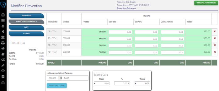 Preventivo: Gestione economica del listino